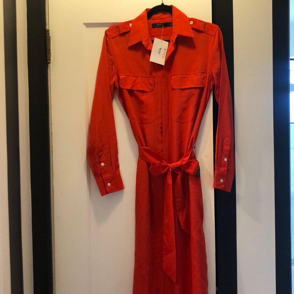 Orange Polo by Ralph Lauren button down dress w/ belt. Tags still on!